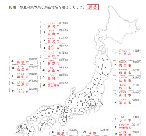 都道府県　県庁所在地　テスト